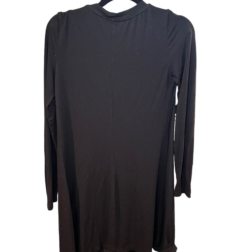 Shein Long Sleeve Shirt Dress Scoop Neck Black Small